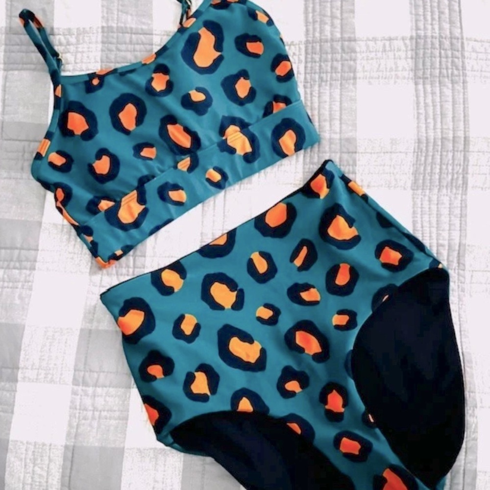 Lime Ricki Blue and Orange Patterned Bikini